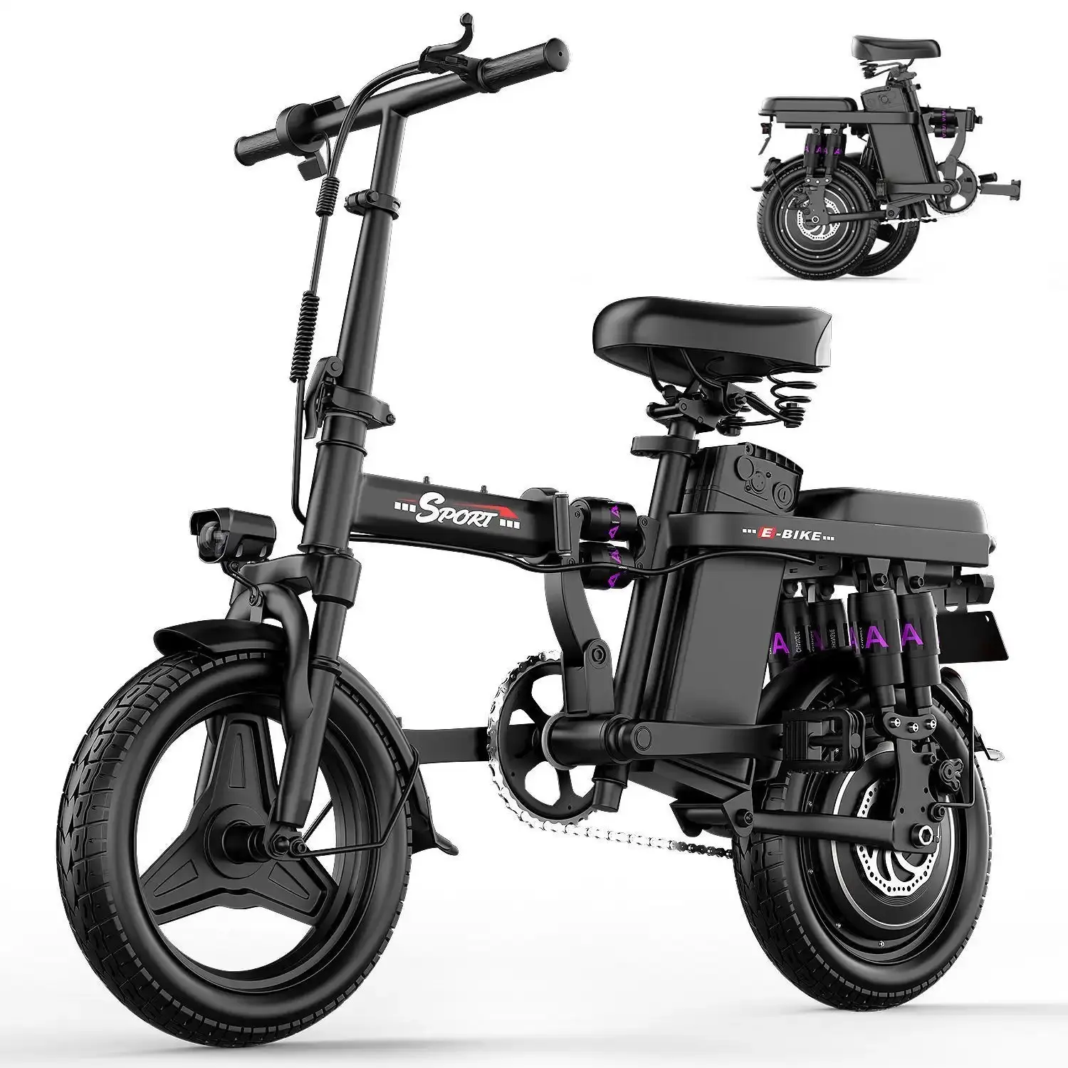 F12 Electric Bike for Adults 1200W Motor 48V 15AH Battery 25MPH Speed 24-40Miles Range Foldable 14" Lightweight Commuting Ebike with Dual Disc Brakes