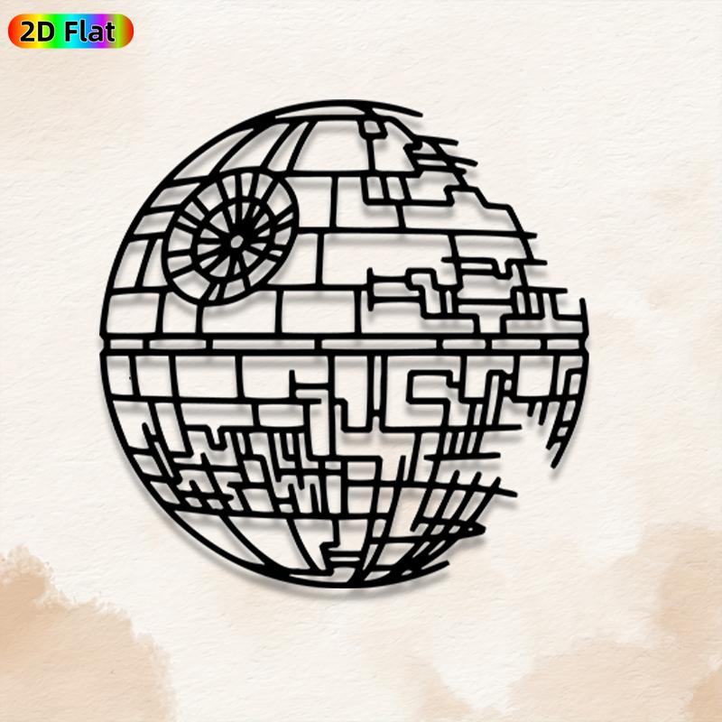 1pc Death Star Metal Wall Art, Artistic, Iconic Death Star Statue Mural, Gift for New Year, Christmas, Star Wars Enthusiasts, Weather-Resistant Metal Wall Decor Wall Sculptures, Perfect for Home Wall & Garden Fence, Sci-Fi Decor