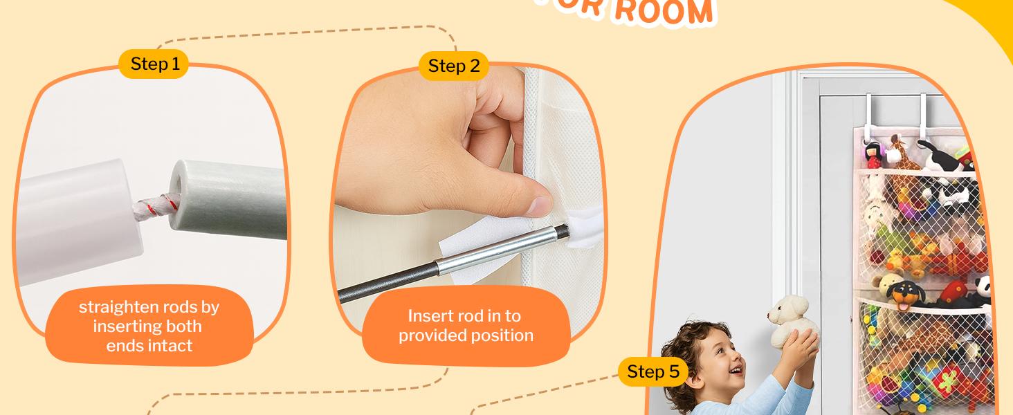 The Original Stuffed Animal Storage (Patented) - Over Door Organizer for Stuffies, Baby Ideas Holder, Toy Plush Hammock Hanging Net Big Girls Toddler Large Bag Animals Stuffy Behind