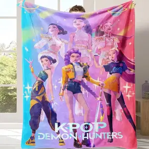 K Pop Demon Hunters Huntrix Flannel Blanket Unisex Super Soft Cozy Warm Throw For Sofa Bed Office Couch Napping Gift For Kpop Anime Fans Friends Kids Birthday Christmas Summer Vibes Home Decor Breathable Lightweight Daily