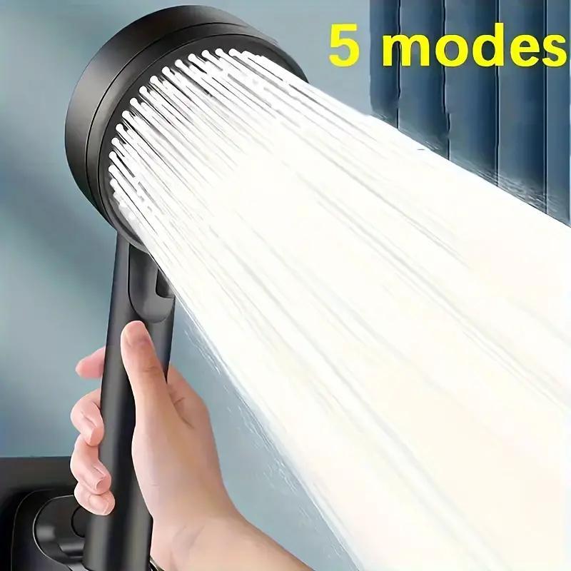 High Pressure Multi-Function Shower Head, Includes 5 Spray Modes, Rain and Massage, Easy Installation, Universal Bathroom Shower Head, Handheld Showerhead
