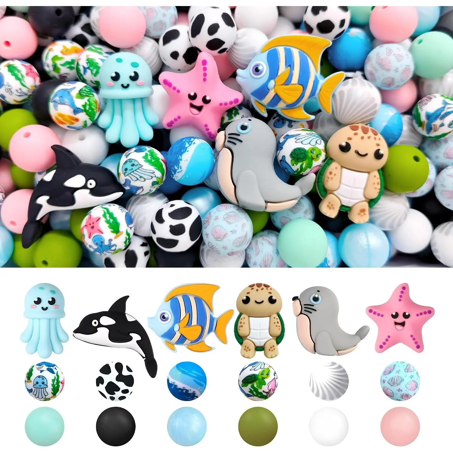 60 count Sea Turtle  Beads Kits  Focal Bead