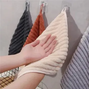 Coral Fleece Hand-Wiping Towel Thickened Absorbent Hangable Soft Handkerchief for Kitchen Dish Washing