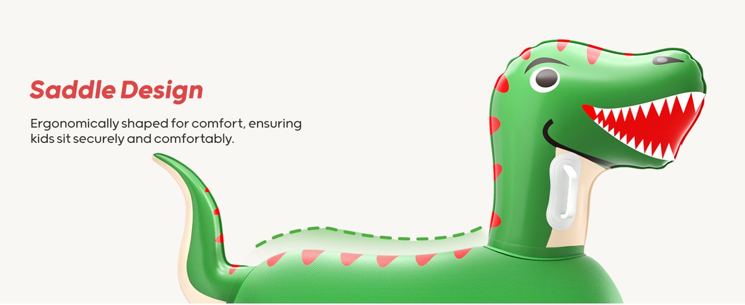 QPAU 1/2 PCS Bouncy Animal Hopper Toys (Dinosaur, Reindeer, Bull & Cute Dino) - Medium for 2+, Large for 5+, Inflatable Ride-On Jumping Bouncer, Indoor & Outdoor Energy Release Toy for Kids Boys Girls