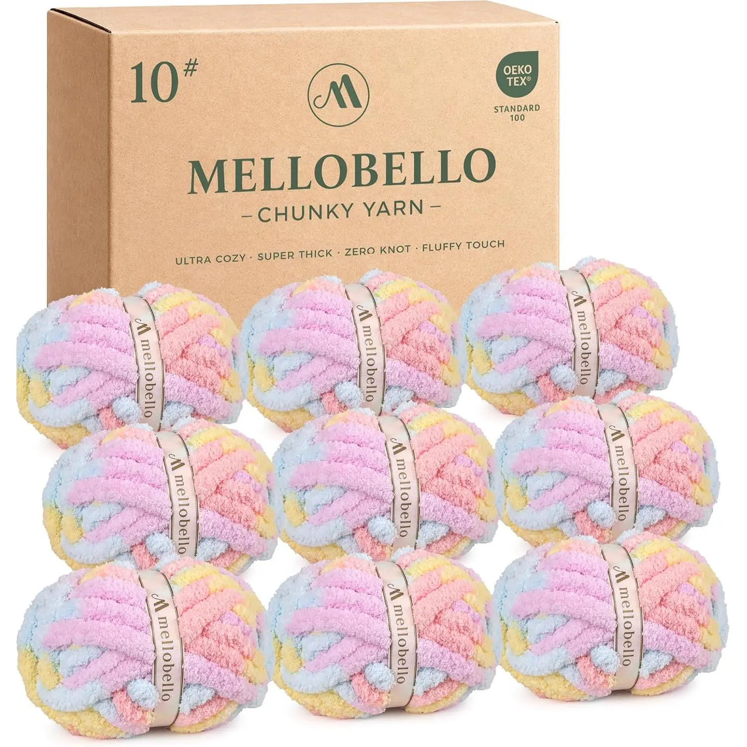 Chunky Yarn for Hand - Chunky Yarn for Crocheting,Soft Bulky Yarn,9 Pack(19yds,8oz Each Skein),Soft Macaron