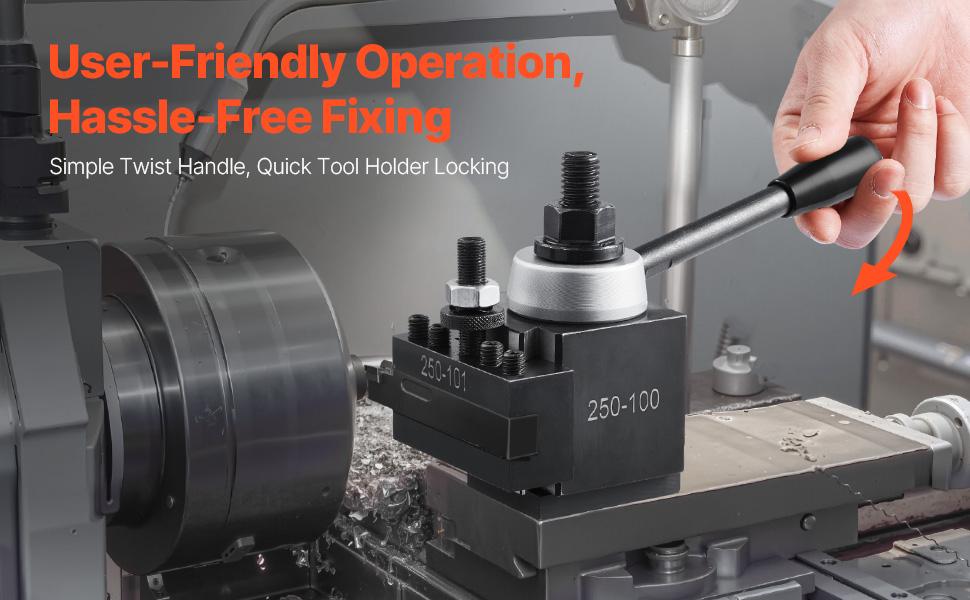 VEVOR Quick Change Tool Post Set, 6 Pcs, Includes Lathe Tool Holders, Piston Type Tool Post with Turning Tool Holder Accessories, Fit for Mini Lathe Metal Lathe 6-12 Swing, Durable Steel Material