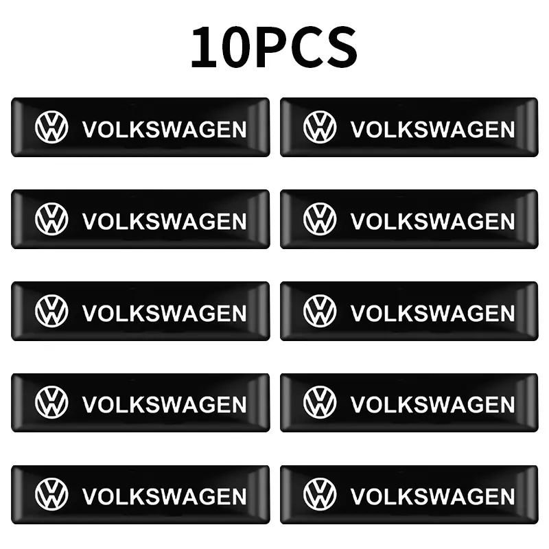 Volkswagen 10Pcs Long/Short Car Styling 3D Epoxy Car Stickers Emblem Badge Decoration Decals For Volkswagen VW GTI Polo Golf 4 5 6 7 Passat B6 B7 Scirocco CC Tiguan Touran Touareg Taigo Jetta Auto Accessories