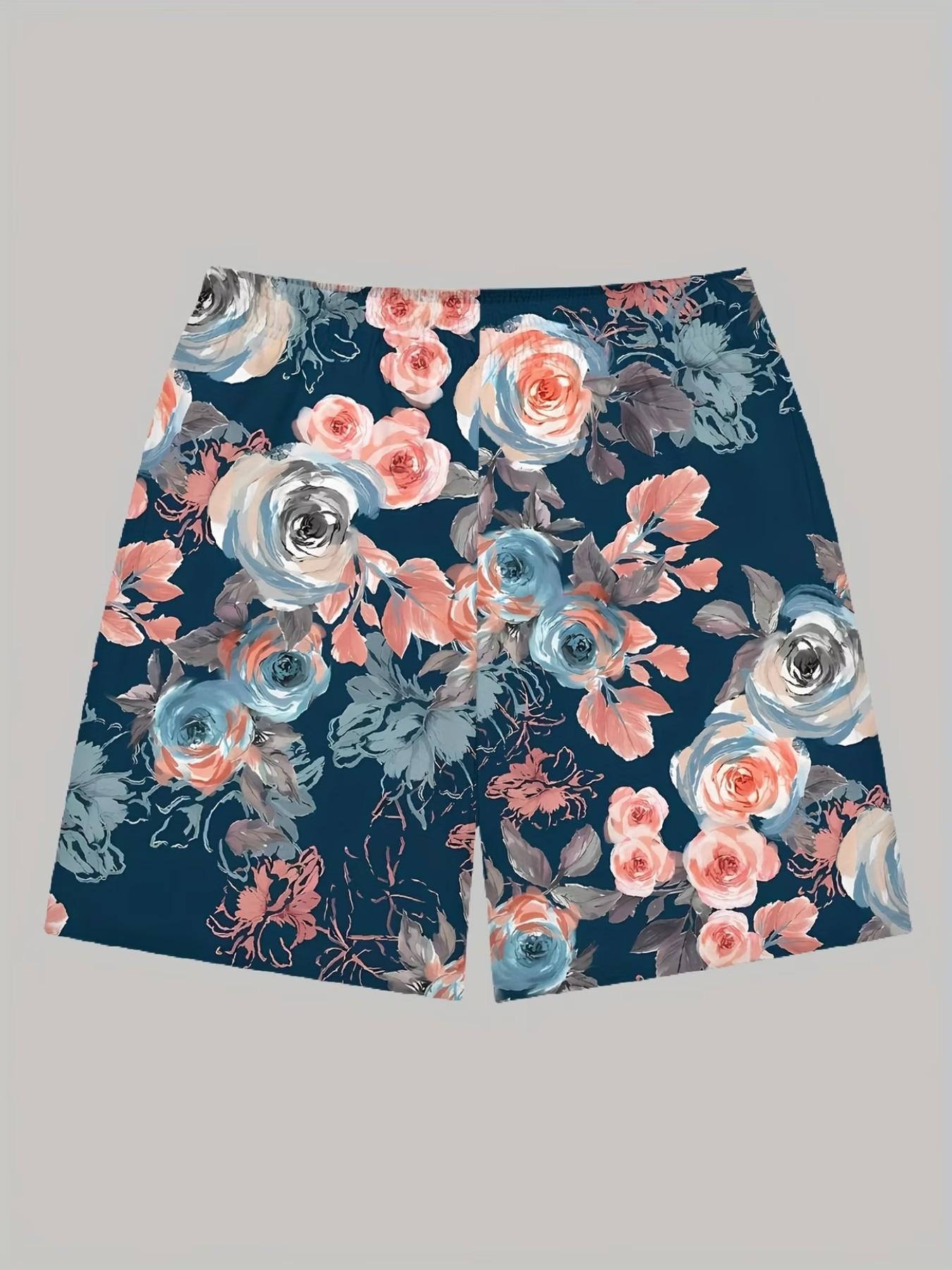 Men's Floral Athletic-Casual Shorts