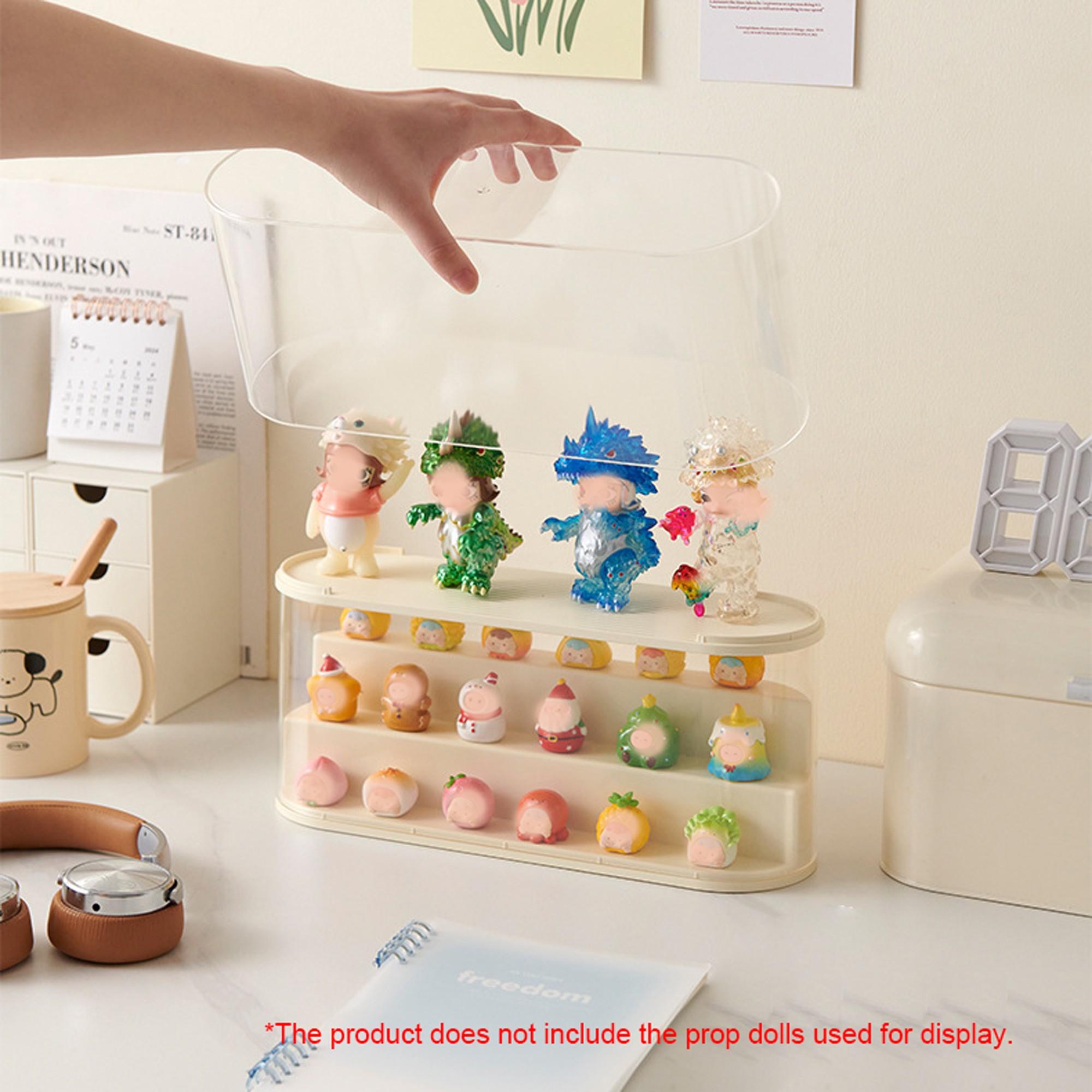Stackable Staircase Desktop Storage Display Box, Curved Edge Design, Transparent Dustproof Moisture-Proof Cover, Perfect for Mini Figures, Figurine