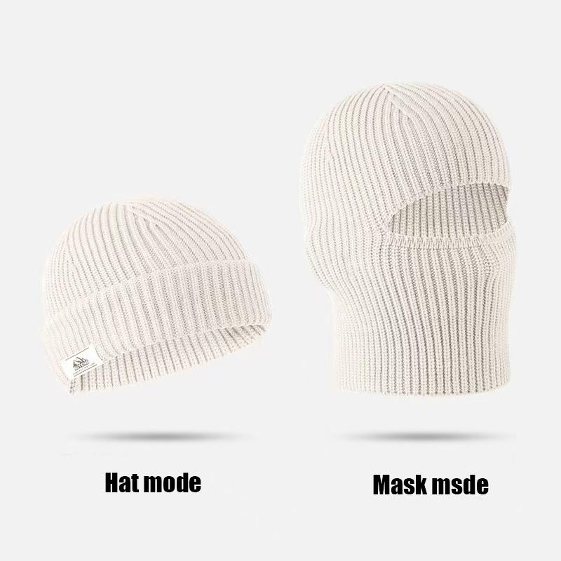 2 in 1 Unisex Winter Warm Knit Beanie Hat, 1 Count Outdoor Cycling Casual Windproof Mask for Men & Women, Multifunctional Beanie Hat for Outdoor Cycling Skiing, Outdoor Hiking Hat