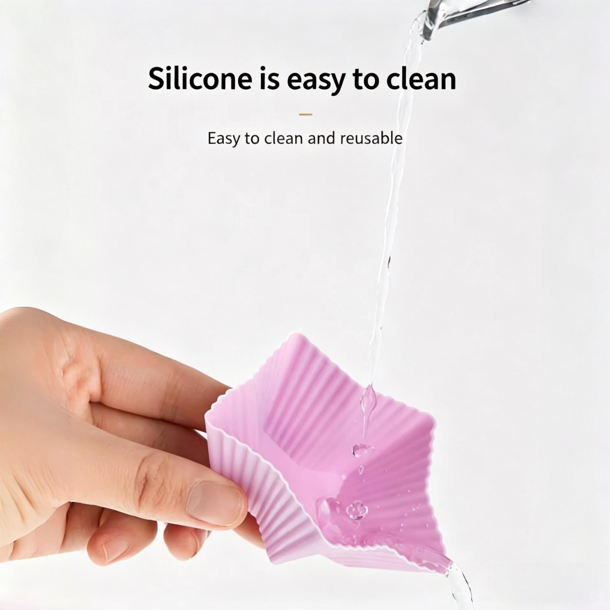 20pcs Reusable Silicone Cupcake Molds, Non-Stick Baking Mold for Paper Cupcakes, Kids Snacks, Pancakes, Dishwasher Safe, Food Grade