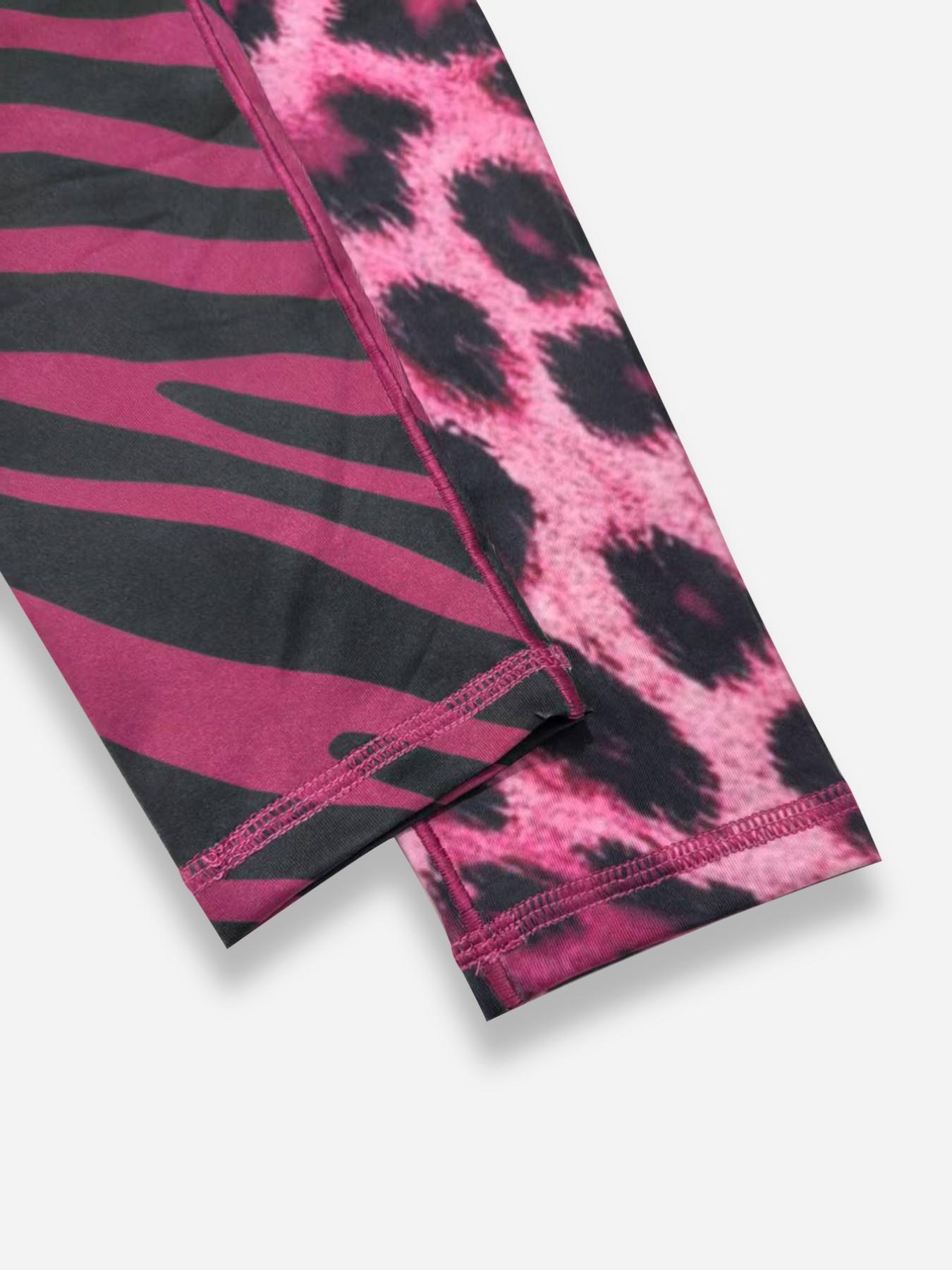 Women's Casual Sporty Yoga Pants High Waisted Zebra Leopard Digital Print Multicolor Tight Fit, All Seasons, Sporty Style