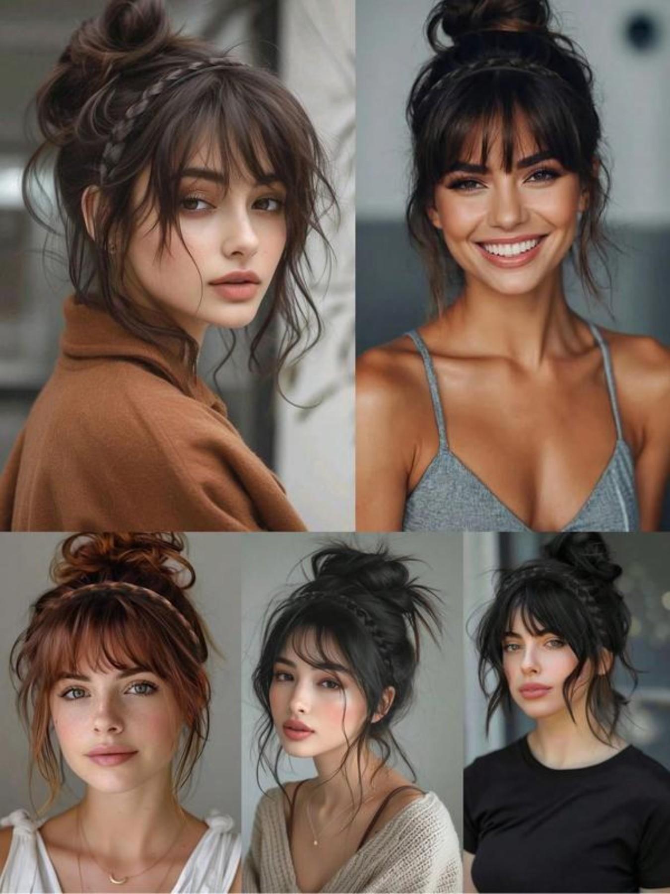 Slip Resistant Fluffy Blunt Bangs Fishtail Braid Wig Headband with Sideburns Bangs Elegant Braided Hair Simple Hair Accessory for Party Holiday Vacation Daily Wear Women Headband