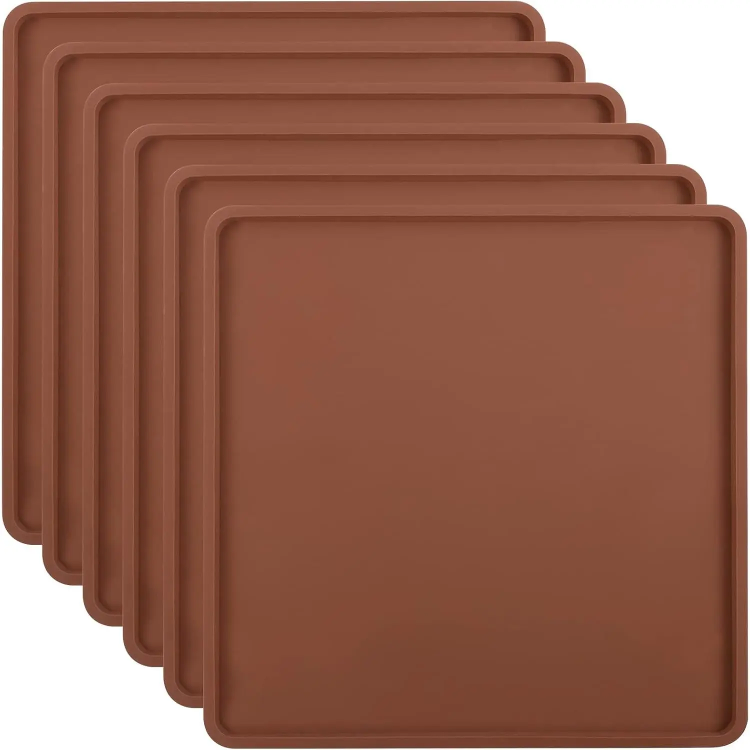 6 Pcs Silicone Food Dehydrator Sheets with Edge, Compatible with Cosori/Excalibur/Magic Mill 14" x 14" Trays, Square Non-stick Tray Liner, High Temperature Resistance Reusable Dryer Mats