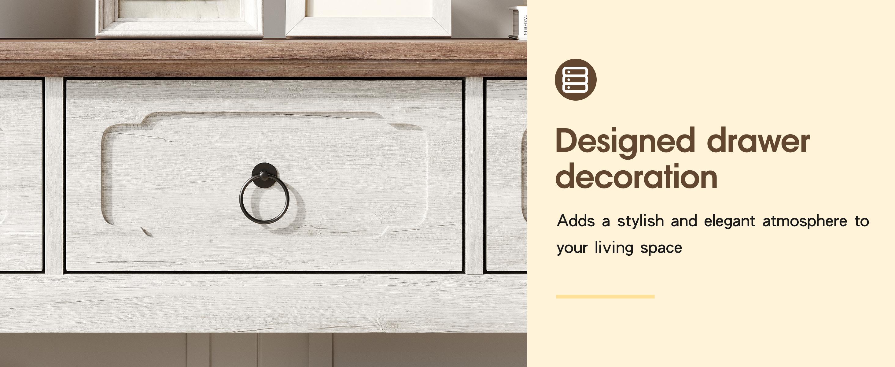 Vabches Entryway Table with Large Storage Space, Farmhouse Feel Console Table for Entryway, Sturdy & Reliable Structure Sofa Table, Easy to Assemble Entry Table