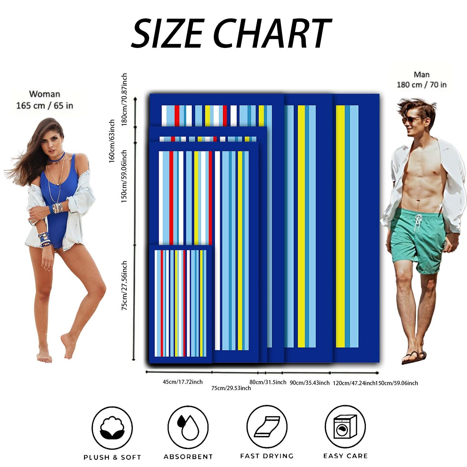 Stripe Beach Towel, Extra Large Quick-Dry Bath Towel, Polyester Fiber, Ideal for Swimming, Camping, Travel
