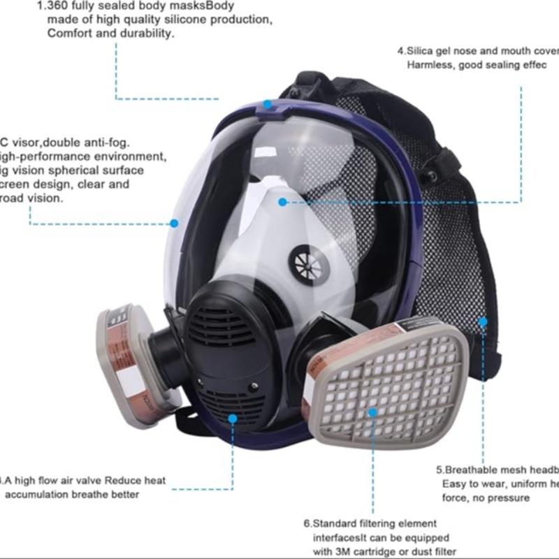 17 in 1 Full Face Respirator, Respirator Mask, Reusable Protective Face ...