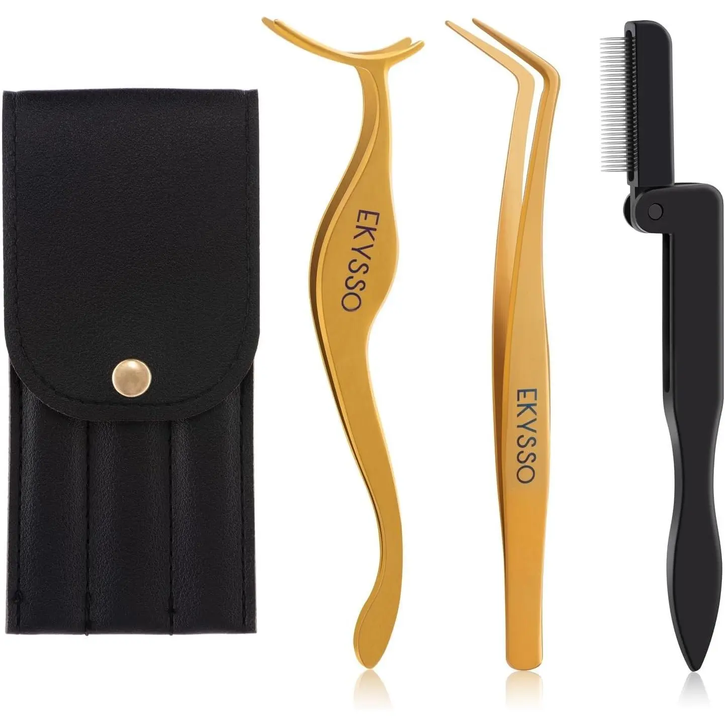 Lash Applicator Tools, 3-in-1 Lash Cluster Tweezers Kit | 3 PCS Cluster Eyelash Applicator Kit, Precision Lash Tweezers for Clusters & Strip Lashes, DIY Eyelash Cluster Tweezers Set