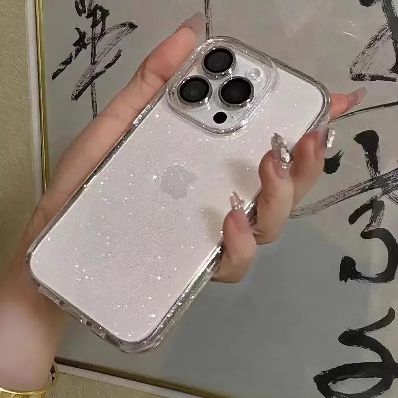 Transparent Glitter Phone Case for iPhone 17/16/15/14/13/12/11 Pro Max, High Aesthetic Multi-Color Protection Cover, Stylish and Durable
