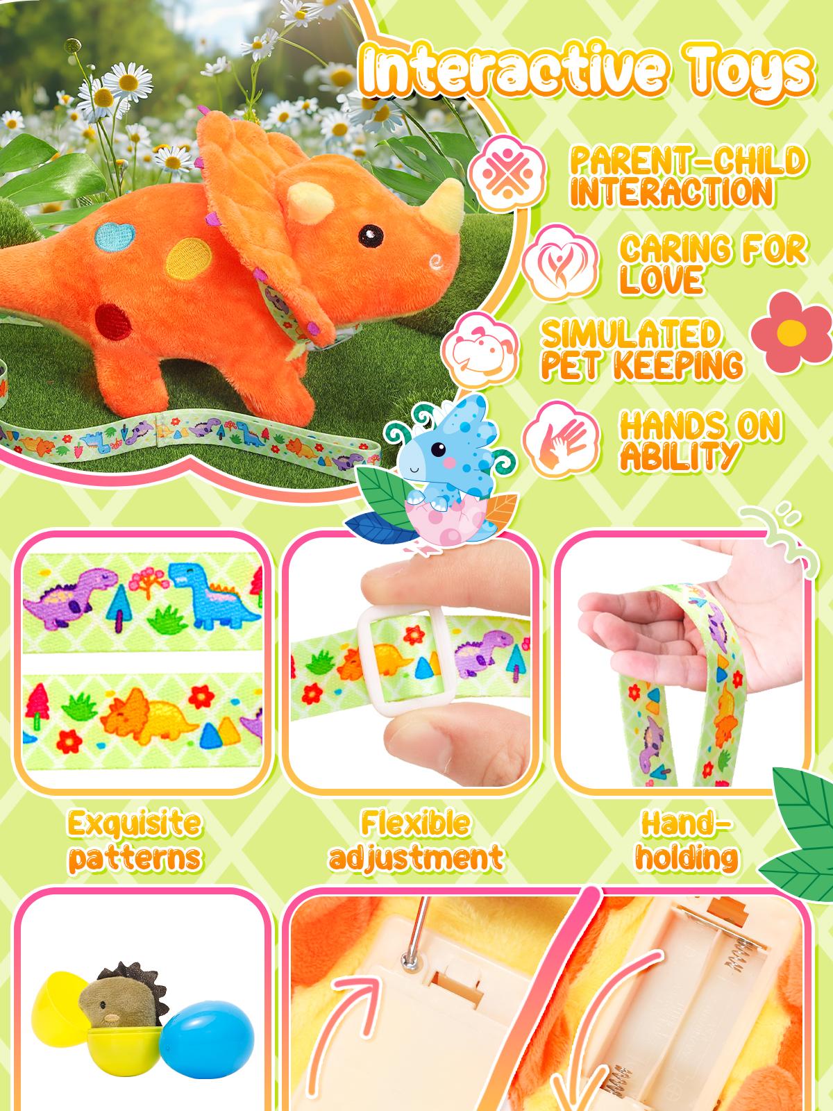Plush Toys Dinosaur Stuffed Interactive Electronic Pet That Walking,Head Nodding,and Making Sound,Soft Plush Triceratops Toys with Egg and Leash Plush Toys Dinosaur Stuffed Interactive Electronic Pet That Walking,Head Nodding,and Making Sound,Soft Plush Triceratops Toys with Egg and Leash