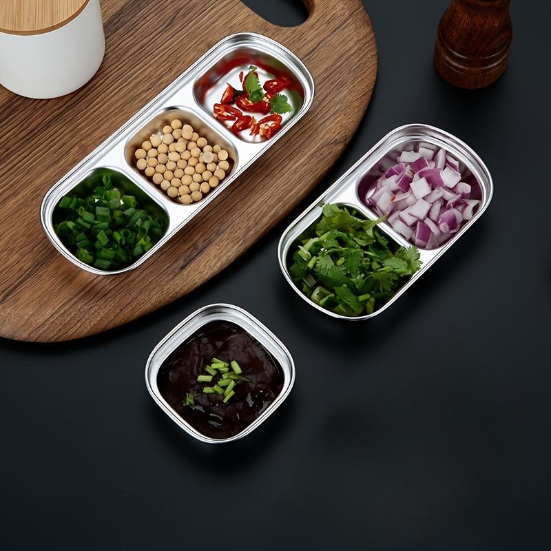 3pcs Barbecue Dipping Sauce Saucer, Square Multi-grid Korean Restaurant Barbecue Kimchi Plate