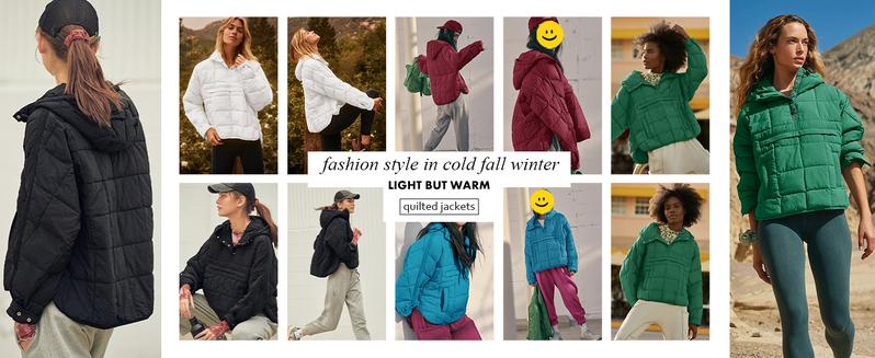 FMEYOA Womens Oversized Puffer Jacket Quilted Dolman Hoodies Pullover Long Sleeve Lightweight Warm Tops Coat