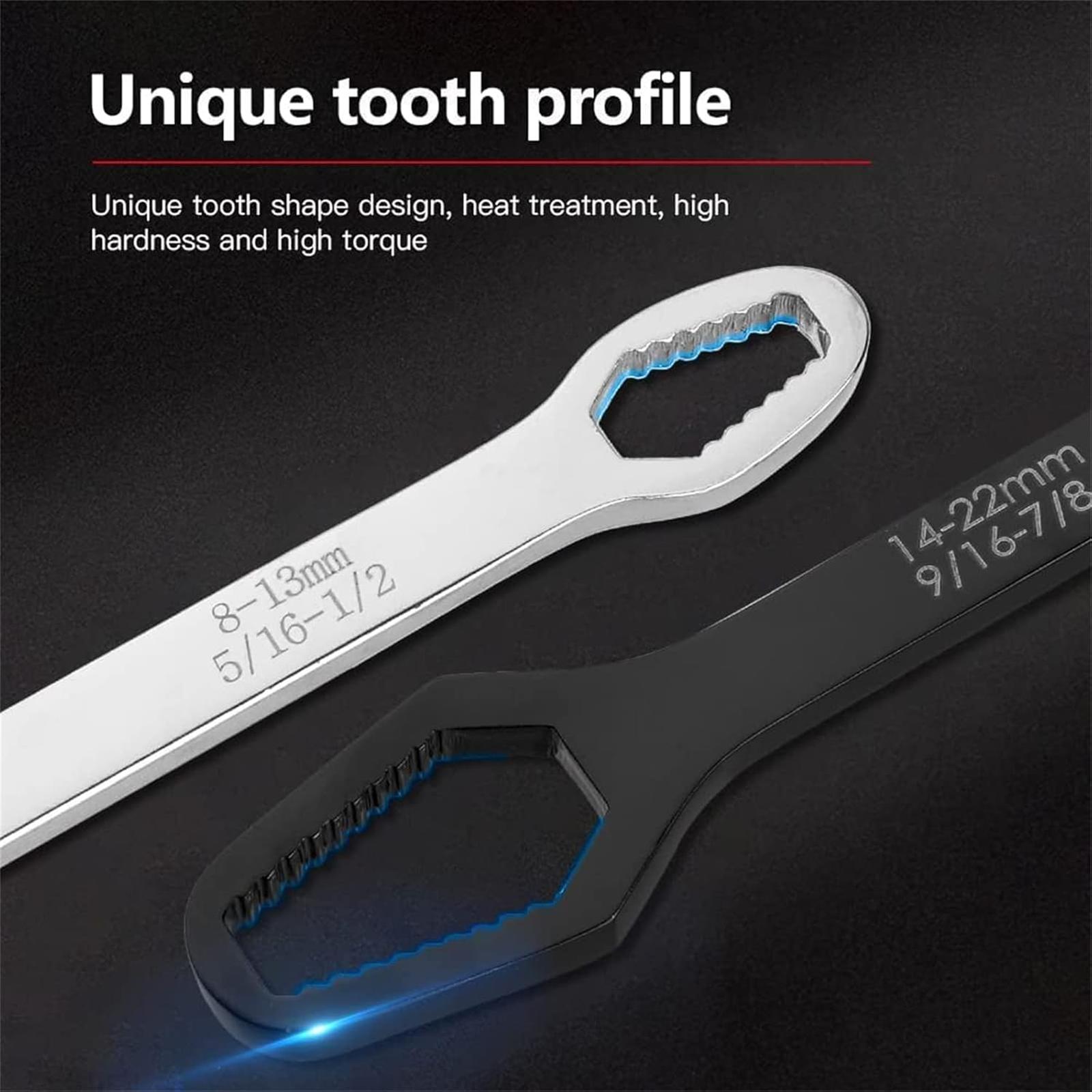 Universal Car Torx Wrench,8-22mm Self-tightening Wrench,Double-head Torx Spanner,Non-Slip Multi-function Wrench for Most Nuts & Bolts Repair,Professional Car Assembly & Disassembly Tool.