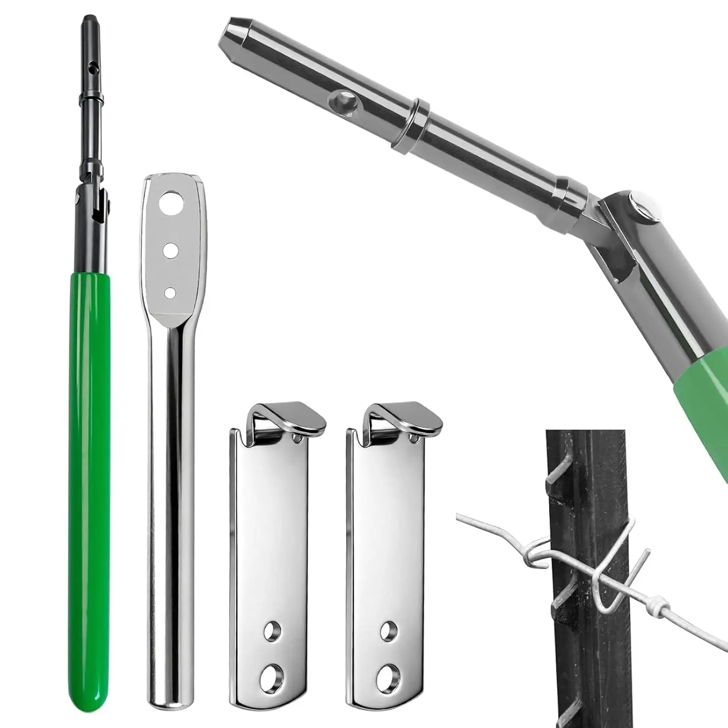 1 Set (4 Pcs) SS Fence Wire Twister, for Securing T/U/Y/Round-Post Clips| Twisting Tool w/Grip & 3 mm Diameter Hole, Time Saver Barb Wire Twisting Tool, Fencing Wire