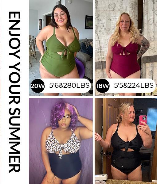 Aqua Eve Plus Size One Piece Swimsuit for Women Tummy Control Bathing Suit Cutout Swimwear