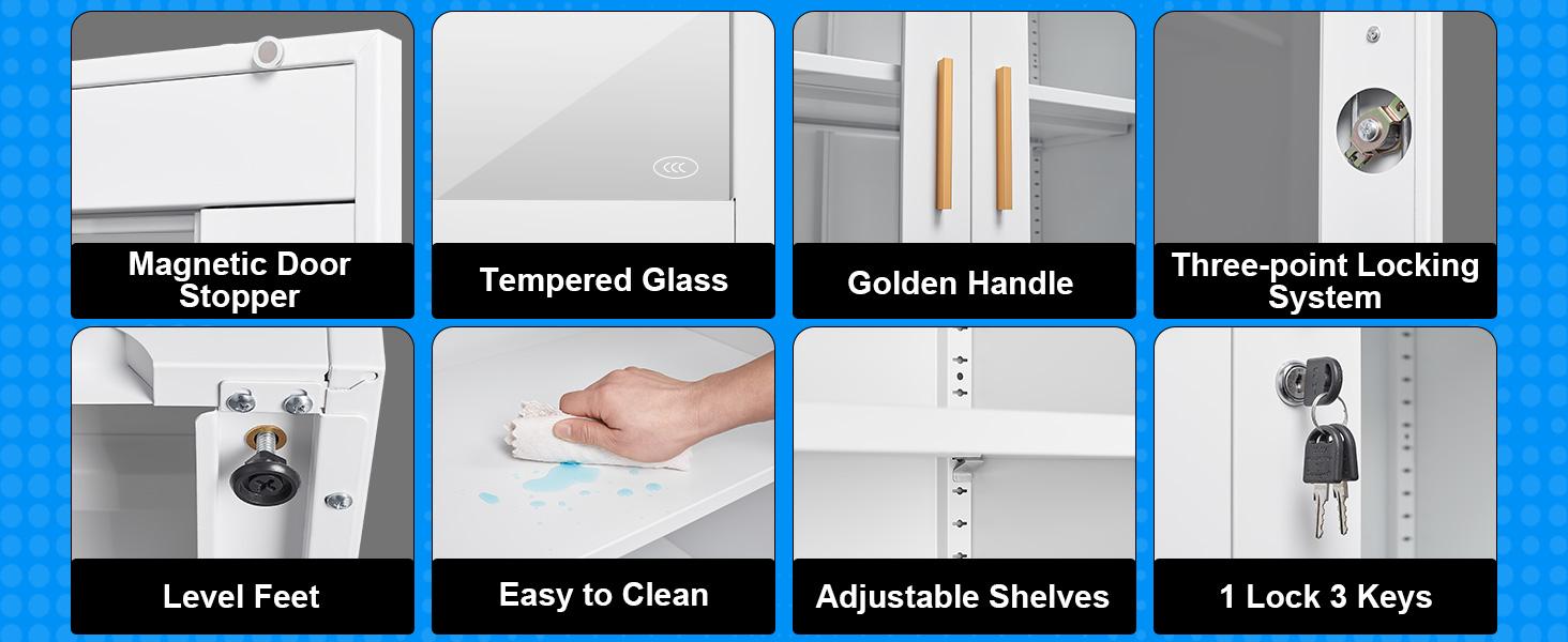 71-inch steel-framed glass display cabinet with lock and 5 adjustable shelves for collectibles, books, and wine. Freestanding cabinet Freestanding cabinet Kitchen furniture Freestanding Cupboard storage cabinets 71-inch steel-framed glass display cabinet with lock and 5 adjustable shelves for collectibles, books, and wine. Freestanding cabinet Freestanding cabinet Kitchen furniture Freestanding Cupboard storage cabinets