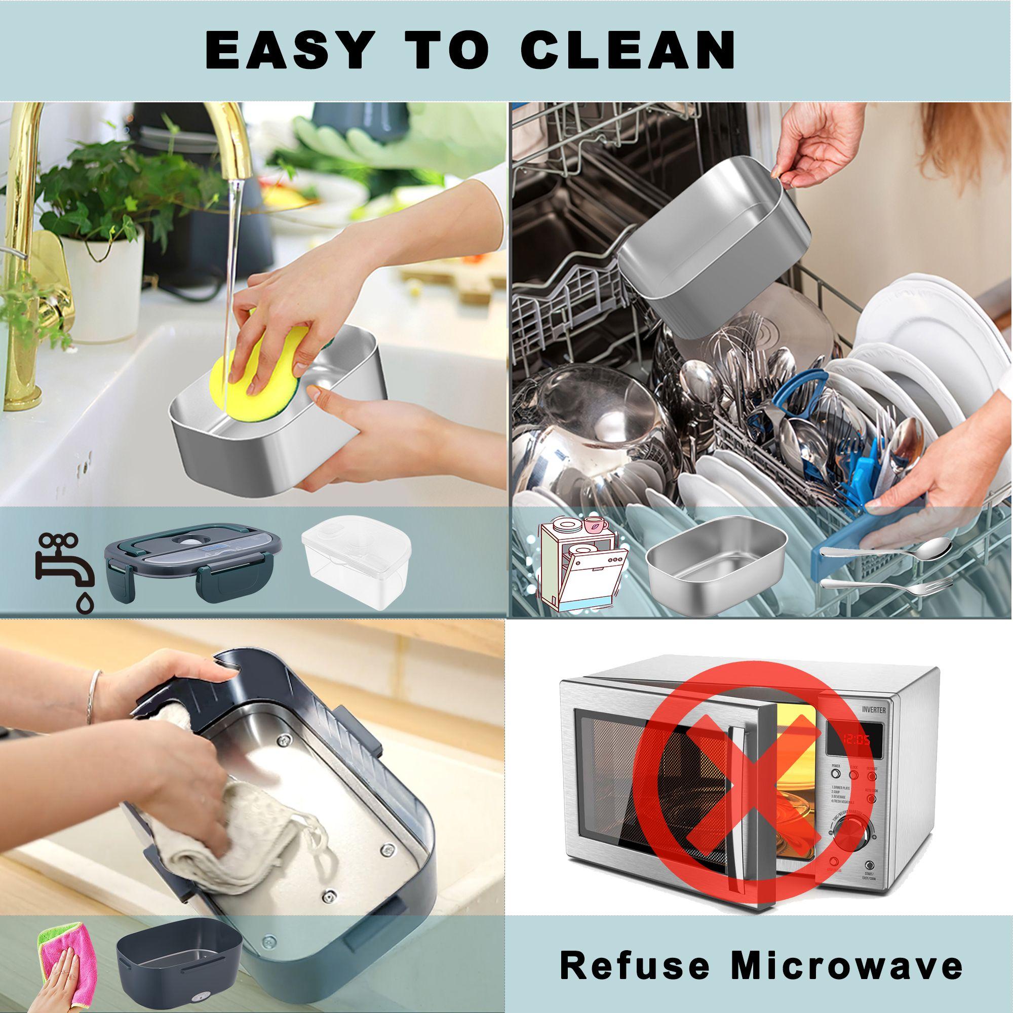 Electric Lunch Box, 80W Food Heater 1,5L for Adults Portable Food Heater with Tableware and Lunch Bag, Car & Home Portable Electronic Food Heater for Home Office Travel Food Storage Fast  , Fork Spoon and Bag Tableware