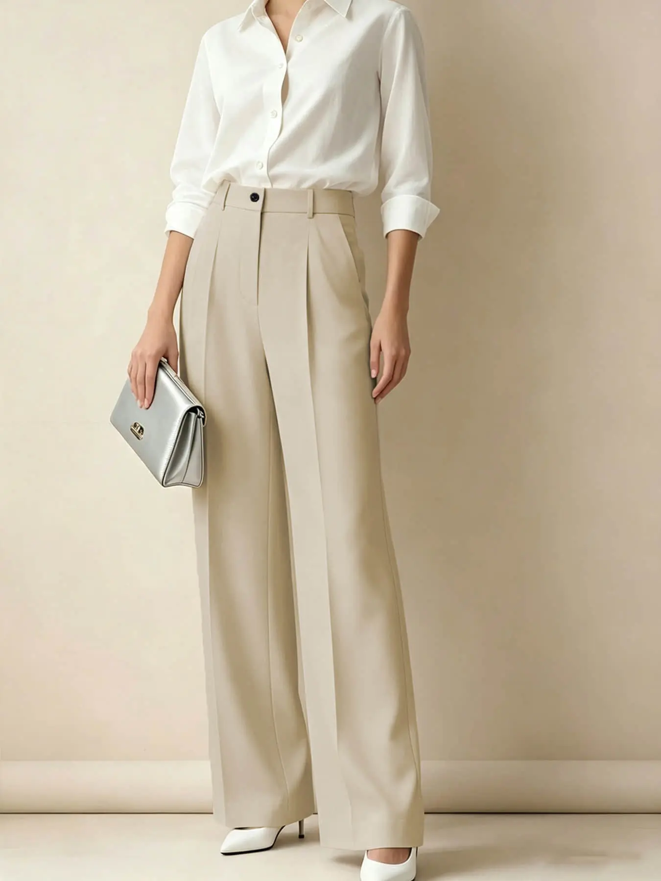 A new autumn and winter women's fashionable and simple commuting solid color high waisted wide leg pants, suitable for daily commuting, outdoor wear, conference negotiations, and short business trips.