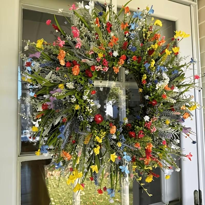 Berry Wildflower Wreath, Front Door Wreath, Spring Summer Wreath, Elegant Wreath, Mother's Day Wreath, Plastic Material, Daily Use