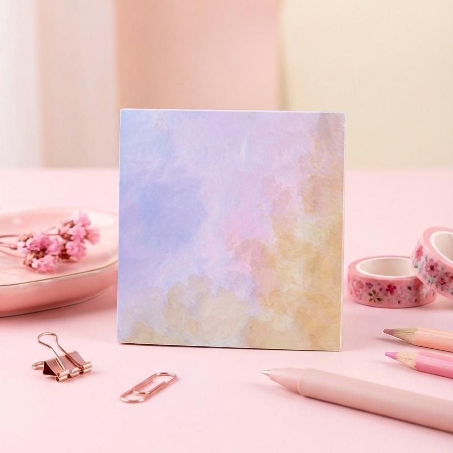 8pcs/set Cloud Series Self-Adhesive Sticky Notes, 400 Sheets, Square Shape, Romantic Sky Pattern, Strong Adhesion, Ideal for Diary and Reminders