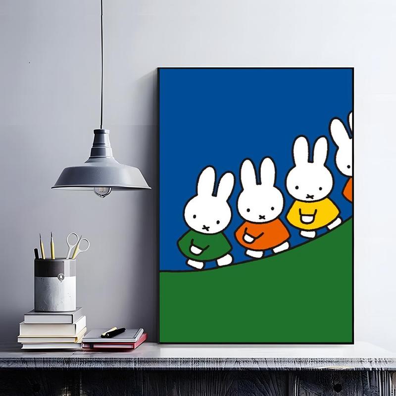 Cute Cartoon M-miffyS Poster HD self-adhesive fade-proof waterproof wrinkle-resistant poster stickers suitable for living room bedroom dormitory cafe bar background decoration wallpaper and gifts