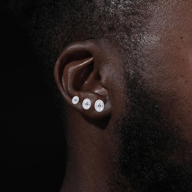 【#E512】Oval Earrings UCCIYO Synthetic Moissanite Earrings For Women 925 Sterling Silver Stud Earring Men Hip Hop Jewelry Couple Gift