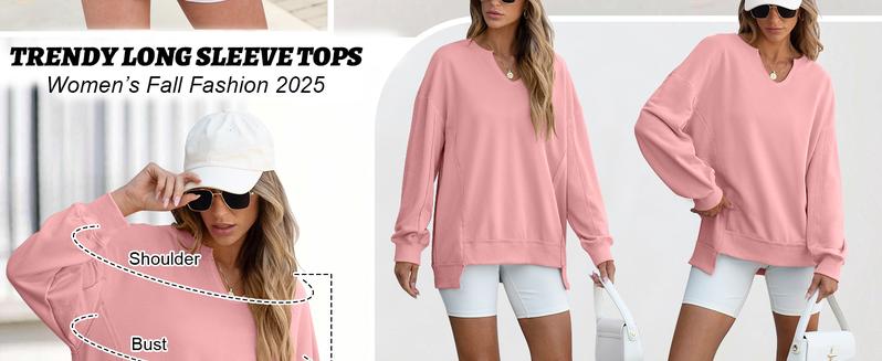 ANRABESS Womens Oversized Sweatshirt V Neck Long Sleeve Tunic Lightweight Pullover 2025 Winter Casual Tops Teen Girl Outfits