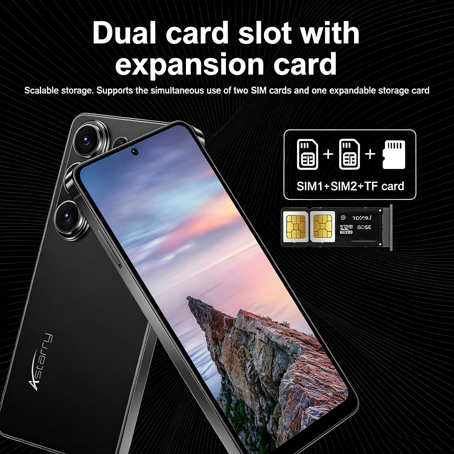 Astarry-S26 Ultra smartphone with 6.75-inch large screen, Touchscreen Phone, Touchscreen Cellphone, 3GB+32GB RAM, 4100mAh battery, dual SIM card camera 5MP+13MP, Android 12.0720x1560 resolution with touch pen for global unlocking of 4G network smartphone