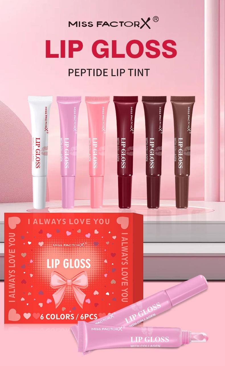 Valentine's Day Lip Gloss Set, 6pcs Box Colorful Moisturizing Lip Gel, Long-Lasting Hydration, Unique Gift for Women, Mother's Day & Christmas