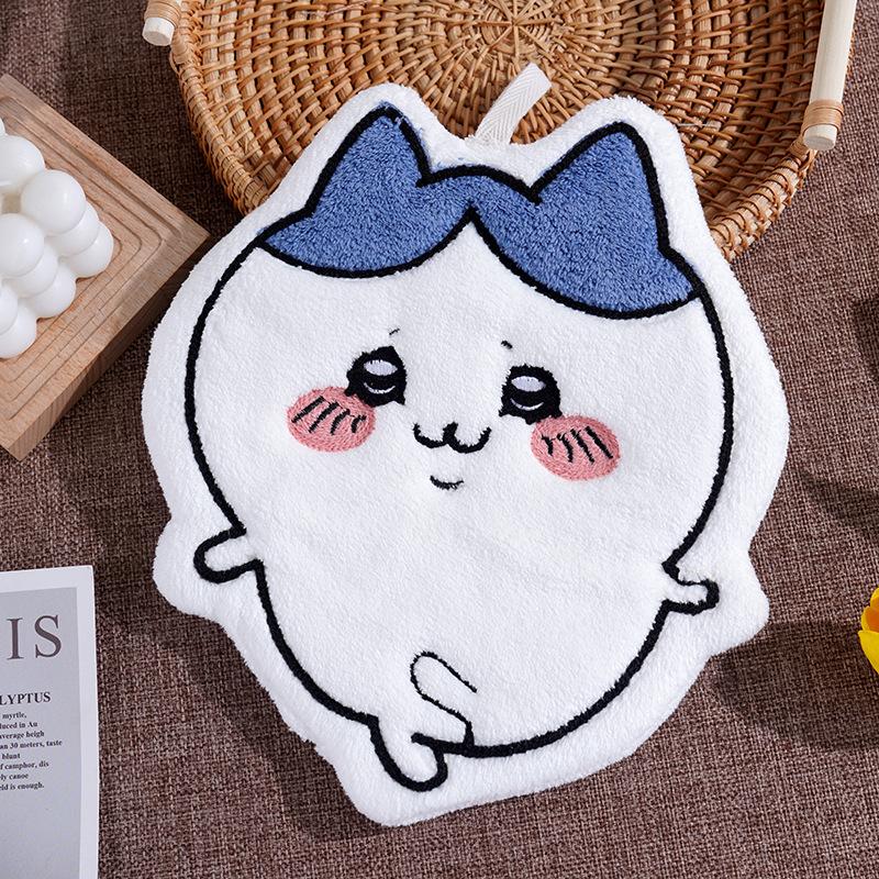Coral Fleece Usagi Cartoon Hanging Hand Towel - Highly Absorbent, Thick