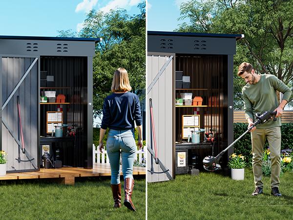 COMHOMA 5x3FT Shed Outdoor Storage Shed Metal,Lockable Door Tool Sheds with Sloping Roof,Steel Garden Shed with Air Vent for Backyard,Patio,Lawn