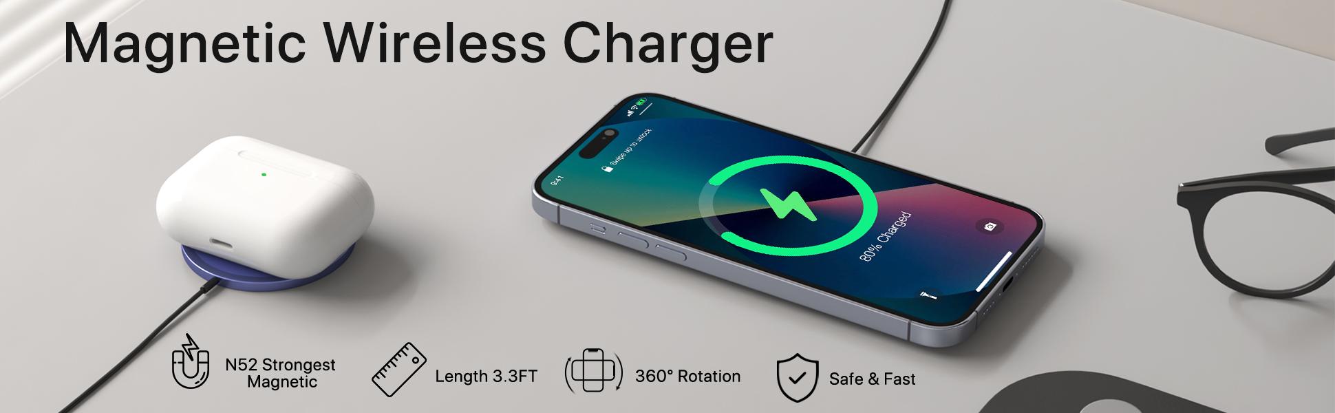 2Pieces/Pack 2025 new Game charger Magnetic Wireless Charger Compatible with MagSafe Charger for iPhone 12 pro-16series Similar to original 2Pieces/Pack 2025 new Game charger Magnetic Wireless Charger Compatible with MagSafe Charger for iPhone 12 pro-16series Similar to original