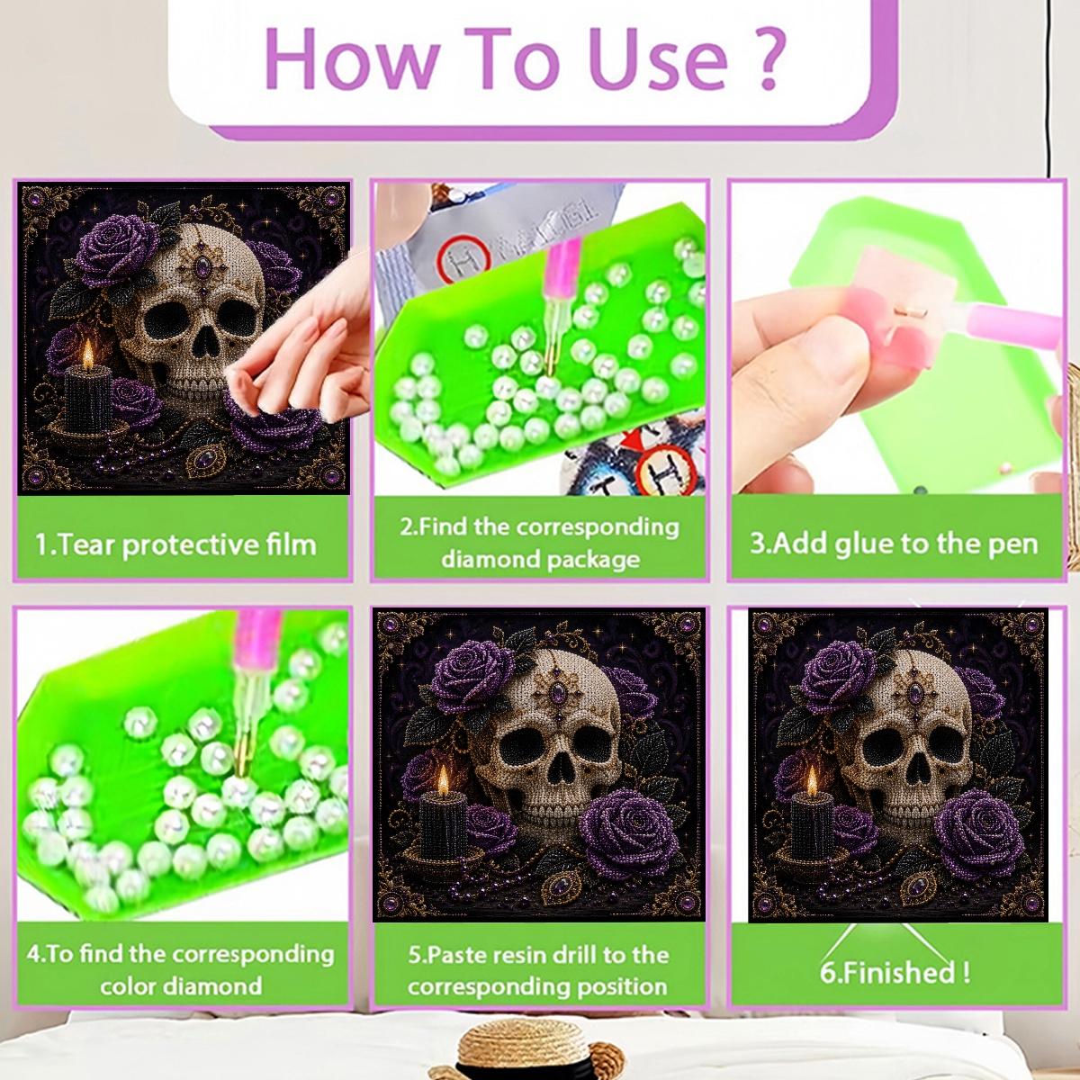 Halloween Craft Rhinestone Pearl Painting Kit, DIY Kits, Home Decor, Halloween Decorations—Perfect for All-Season Gifts, Bead Art, Frameless