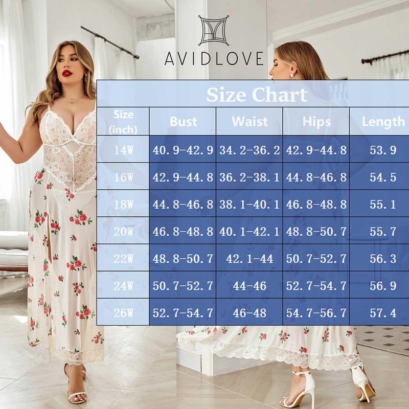 Avidlove Plus Size Lingerie For Women Nightdress Strappy Sleepwear Side Slits Avidlove Plus Size Lingerie For Women Nightdress Strappy Sleepwear Side Slits