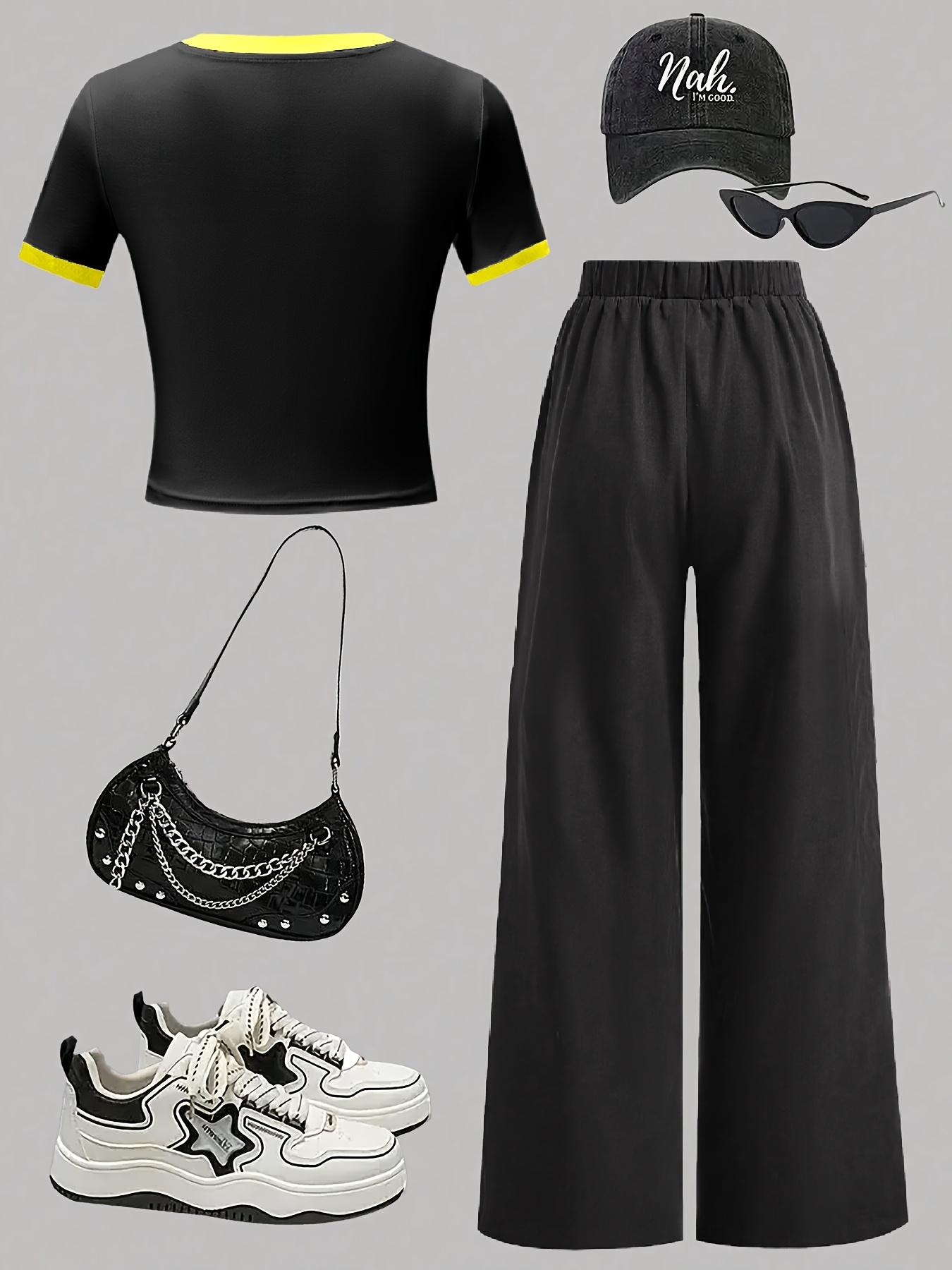 Girl's Letter Print Top & Pants Two-piece Set, Casual Round Neck Top & Jogger Pants for Daily Wear, Kids Clothes for Fall & Winter