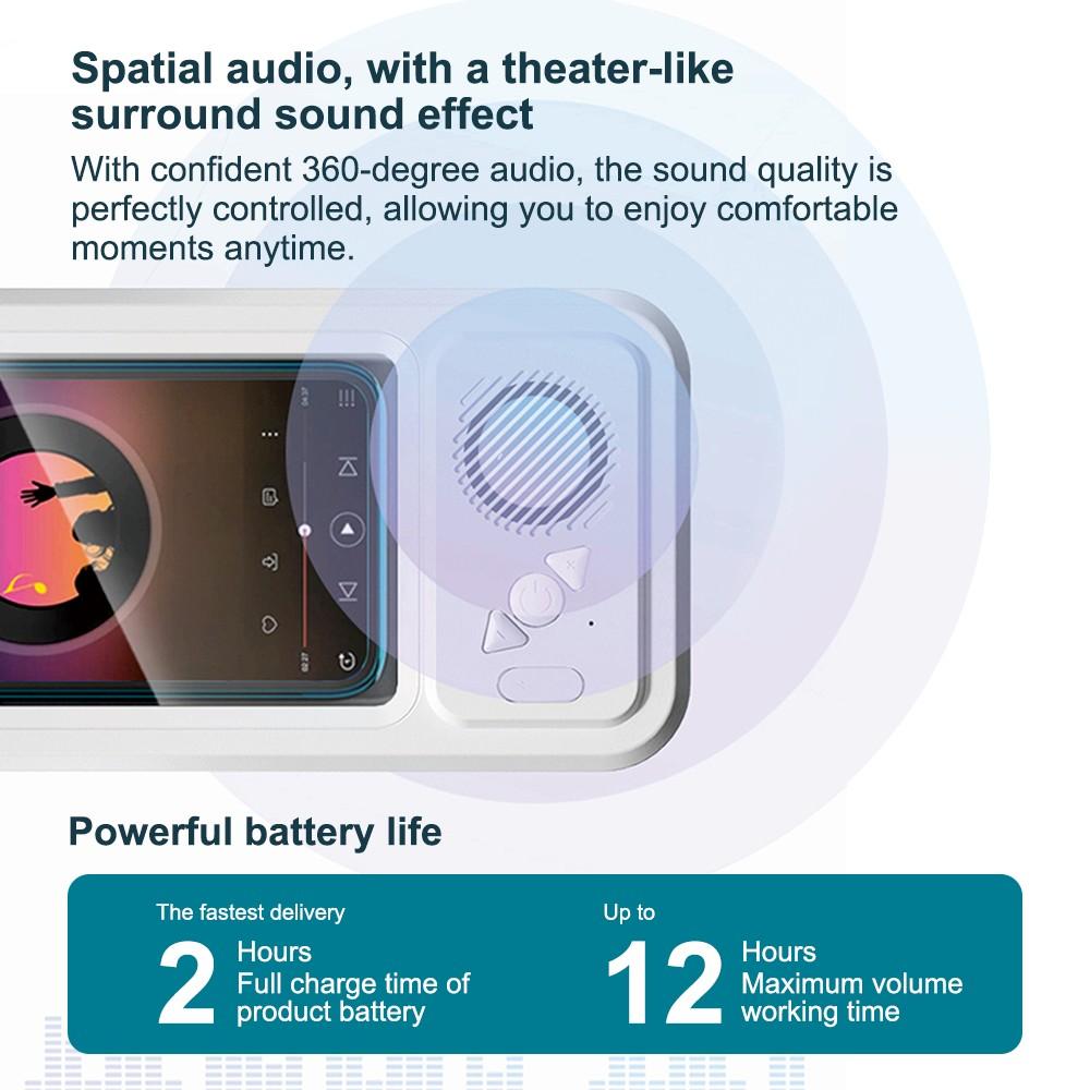 Mobile phone Waterproof box, Cellphone, Bluetooth speaker, bathroom waterproof 360° rotating touch screen, watch movies, listen to music, mobile phone holder, shower TV holder, swimming pool, kitchen, bathroom, sink, Stand