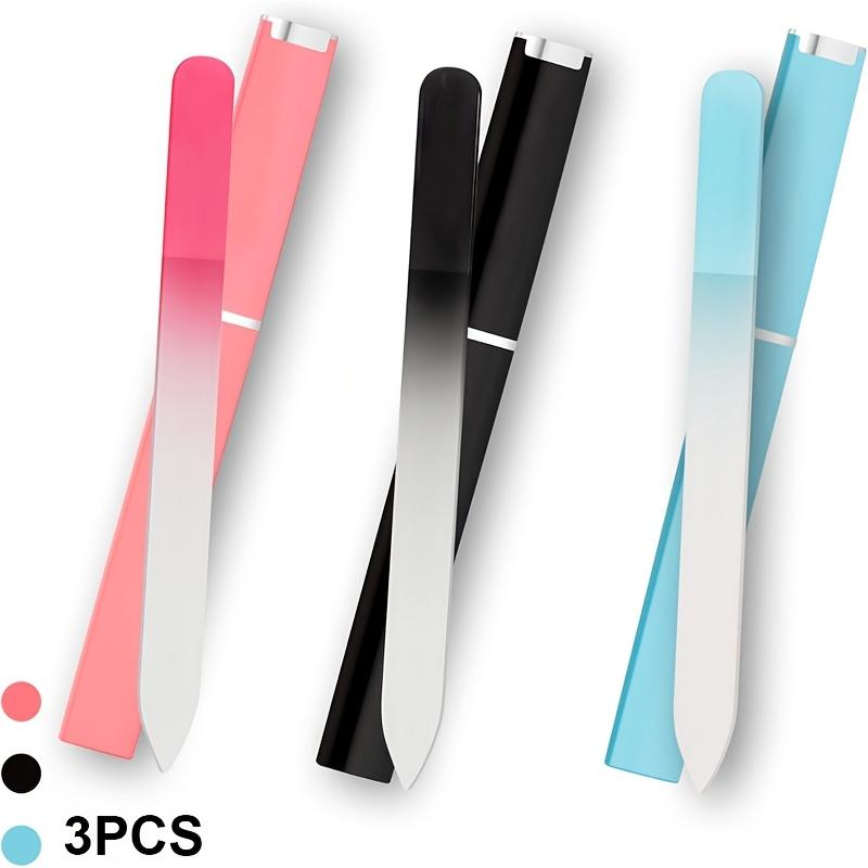 3PCS Premium Glass Nail File Set with Case - Professional Double Sided Crystal Nail Files for Natural & Acrylic Nails, Portable Manicure Tools for Home & Salon Use, Unisex Fingernail & Toenail Buffer for Smooth Shaping