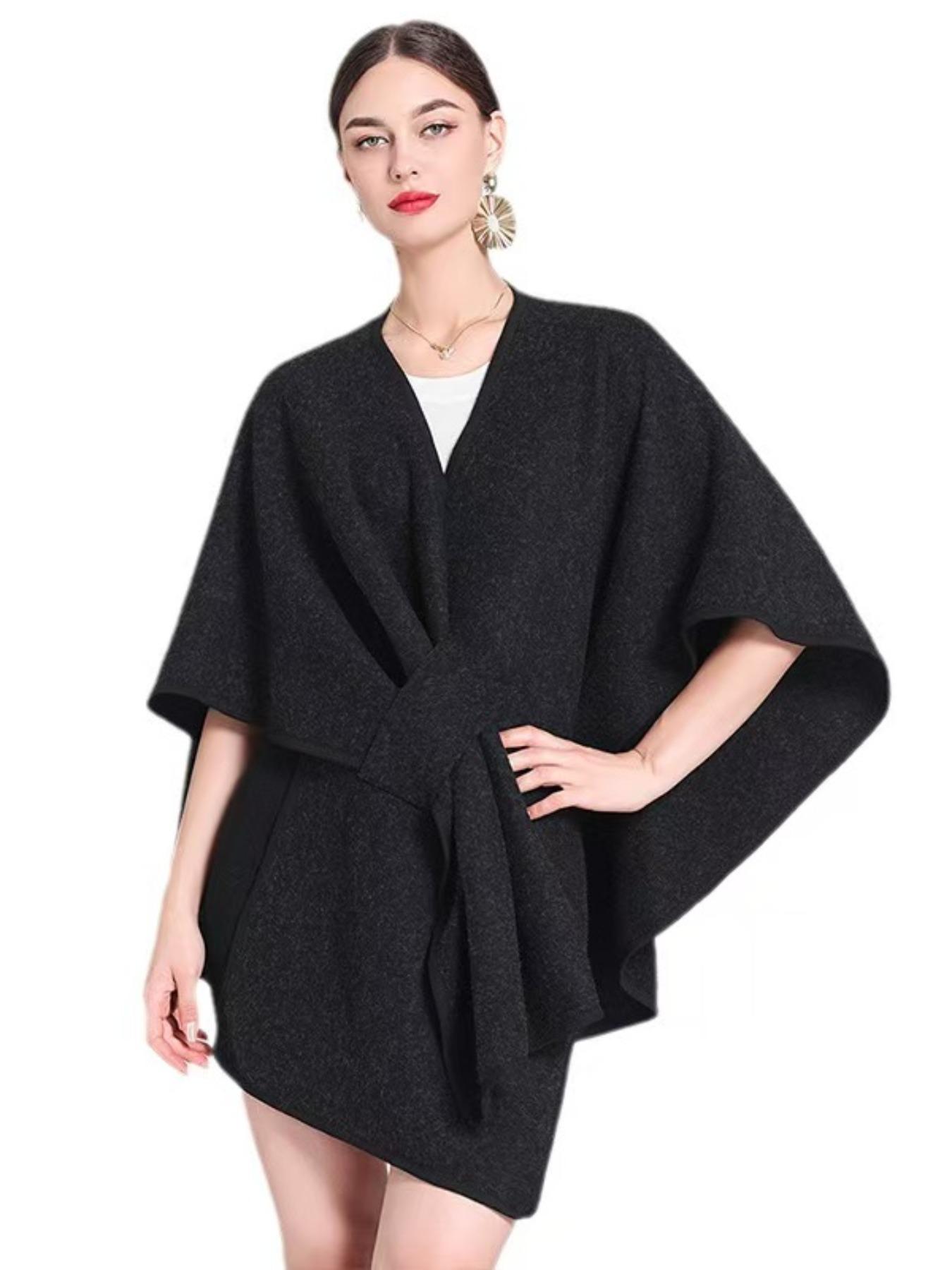 Women's Keyhole Detail Cape Shawl, Casual Elegant Wrap Shawl for Daily Wear, Fashion Accessories for Women & Girls, Trendy Solid Shawl
