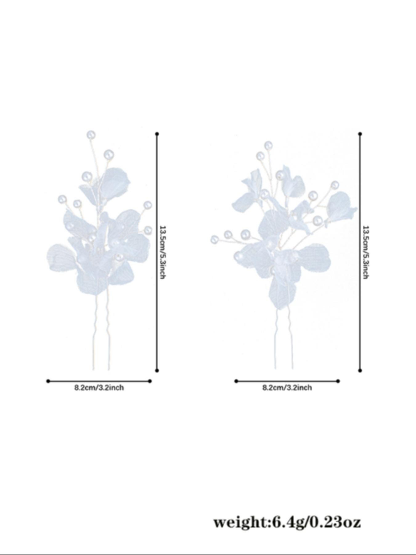 Elegant Net Flower Pearl Bridal Hair Pin Set, Boho Wedding Accessories, U-Shaped Hair Clip for Prom Evening Party Maid of Honor Look