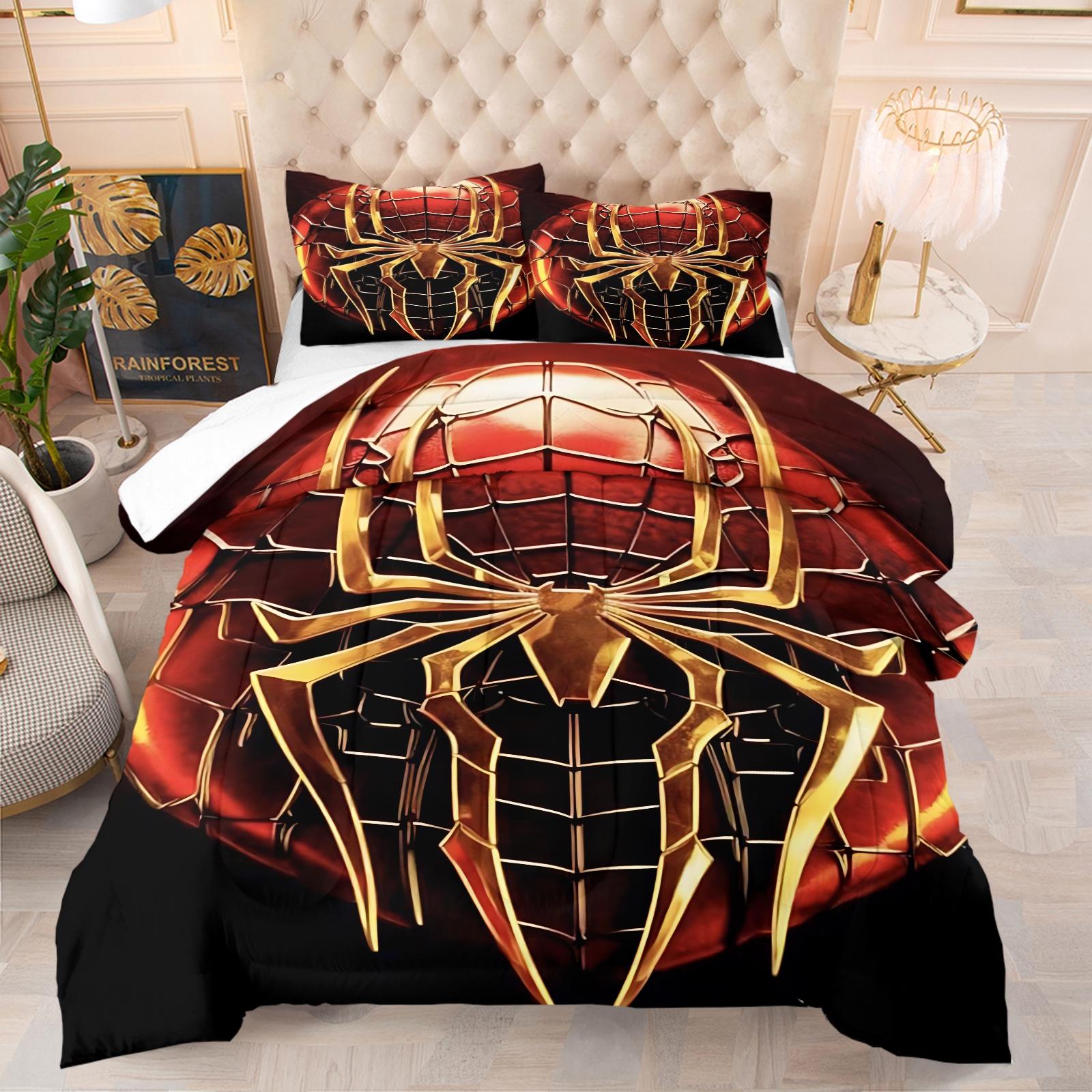 Spider-Man Patterned Bedding Set, Including 1 Duvet Cover And 1 Or 2 Pillowcases Without Pillow Inserts, Bedroom Decoration Gift